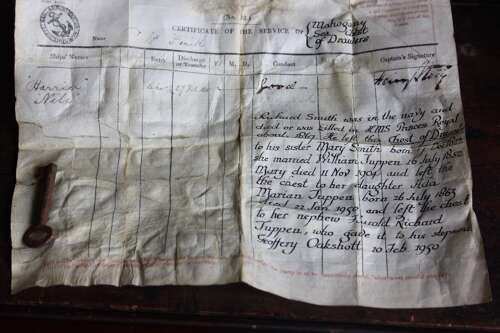 Rare 19th century Campain chest retaining its Documentation