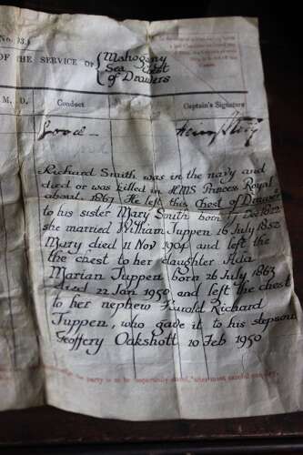 Rare 19th century Campain chest retaining its Documentation